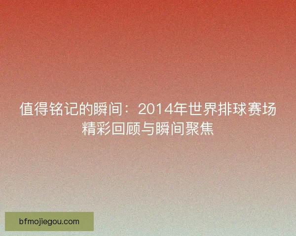 值得铭记的瞬间：2014年世界排球赛场精彩回顾与瞬间聚焦